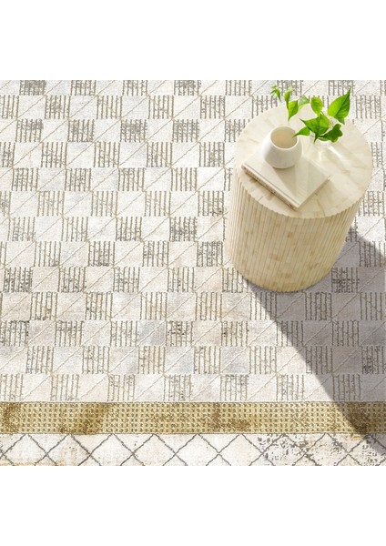 Gold Geometrik Etnik Modern Desenli Pamuk Makinada Yıkanabilir Hav Toz Vermez Leke Tutmayan Kaymaz Taban Dijital Makine Baskı Salon Yolluk Mutfak Halı fırsatları