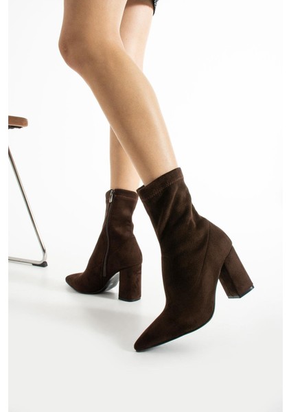8.5 cm Orta Boy Kahverengi Kalın Topuklu Kadın Topuklu Bot modelleri