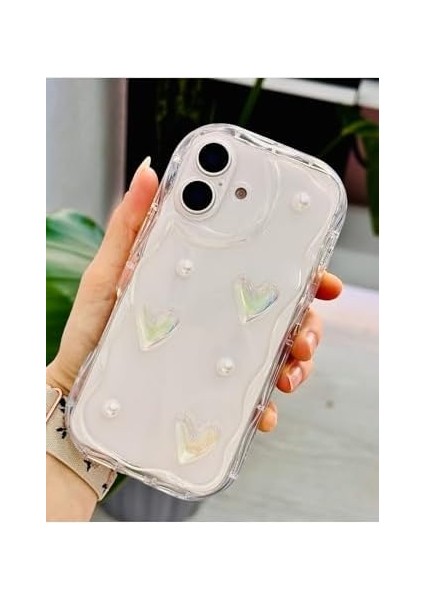 Aksesuar Iphone 16 ile Uyumlu 3D Incili Şeffaf Kalp Tasarımlı Oyuncaklı Silikon Kılıf fiyatları