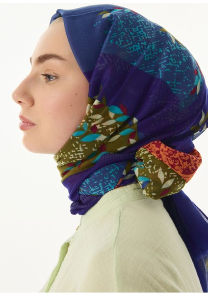 Faylinn Sarmaşık Desen Saks Mavi-Tarçın Pamuklu Şal fiyatları