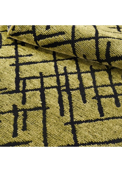 Harmony Yeşil Geometrik Etnik Modern Desenli Pamuk Hav Vermeyen Leke Tutmayan Kolay Temizlenen Yumuşak Makine Salon Yolluk Mutfak Halı fırsatları