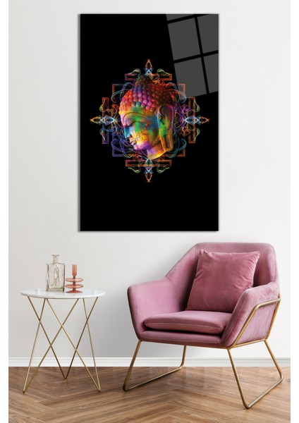 Soyut Renkli Buda Kafası Cam Tablo, Darbelere Dayanıklı Kırılmaz Cam, Hediyelik fiyatları