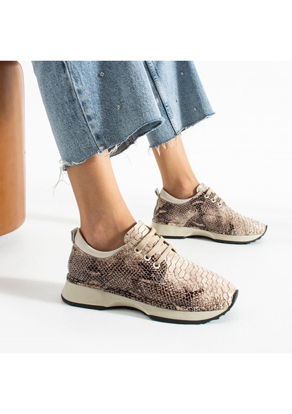 Ludis- Hakiki Deri Yılan Baskılı Bağcıklı Sneaker modelleri
