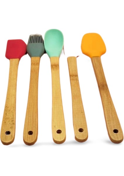 5 Parça Silikon Kaşık ve Servis Takımı 20 cm