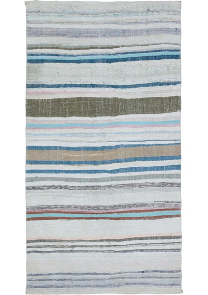 Teselya Bej Çizgili Yün Modern Desenli Yün Hav Toz Vermez Leke Tutmayan Salon Yolluk Mutfak El Dokuma Halı