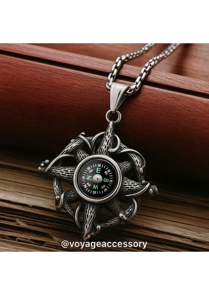 Sevgiliye Hediye Denizci Tarzı Yön Gösterici Paslanmaz Çelik Erkek Kadın Pusula Kolye