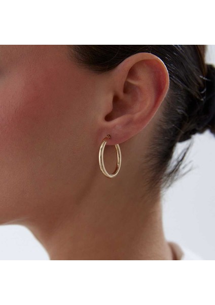 Large 3mm Oval Boru Halka Küpe