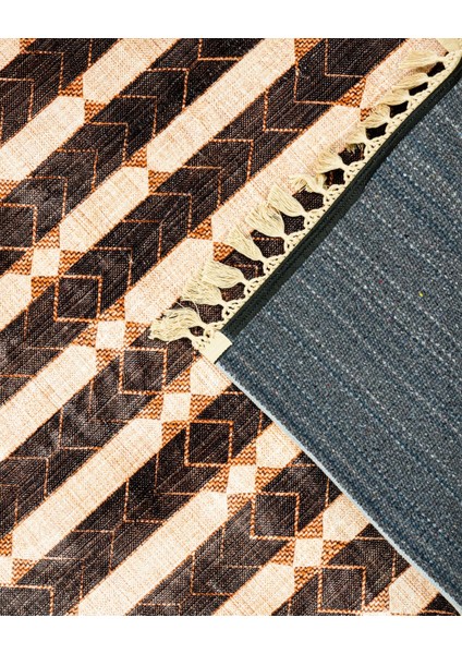 Prithvi Kahverengi Modern Etnik Desenli Kadife Makinada Yıkanabilir Hav Toz Vermez Leke Tutmayan Kaymaz Taban Dijital Makine Baskı Salon Yolluk Mutfak Halı fırsatları