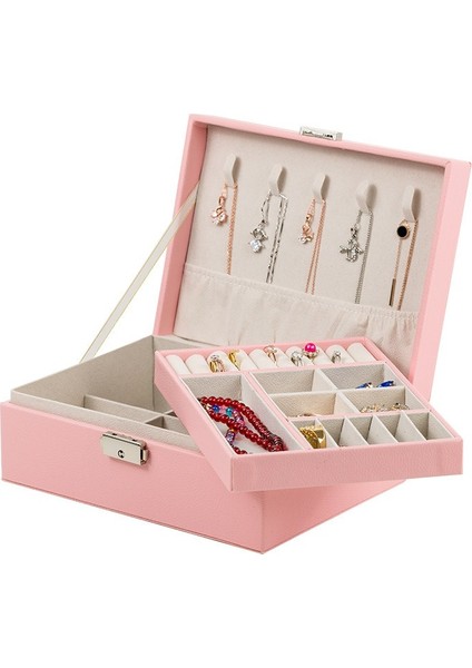 Geniş Kapasiteli Takı Düzenleyici Kutusu - Kilitli Kadife Iç Astar