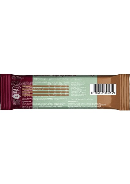 12'li Elmalı Tarçınlı Kolajenli Şekersiz, Sağlıklı, Yüksek Protein Bar Paketi