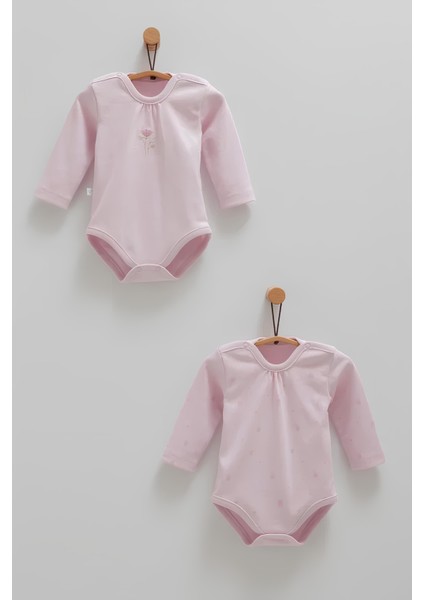 Cute Rabbit Kız Bebek Ikili Uzun Kol Body - Lila