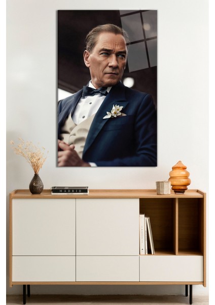 Yapay Zeka Mustafa Kemal Atatürk Portresi Cam Tablo, Darbelere Dayanıklı Kırılmaz Cam, Hediyelik