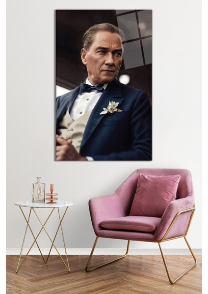 Yapay Zeka Mustafa Kemal Atatürk Portresi Cam Tablo, Darbelere Dayanıklı Kırılmaz Cam, Hediyelik fiyatları