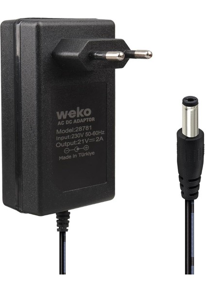 21 Volt 2 Amper 5.5x2.5 mm Uçlu Kırmızı Yeşil Ledli Priz Tipi Şarjlı Matkap Adaptörü Şarj Cihazı Aleti