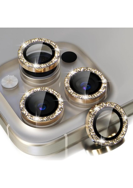 Iphone 14 Pro ve 14 Pro Max Uyumlu Işıldayan Simli Kamera Koruyucu