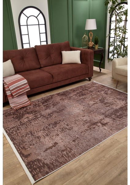 Huzdar Kahverengi Modern Etnik Desenli Makinada Yıkanabilir Hav Toz Vermez Leke Tutmayan Kaymaz Taban Dijital Makine Baskı Salon Yolluk Mutfak Halı fiyatları