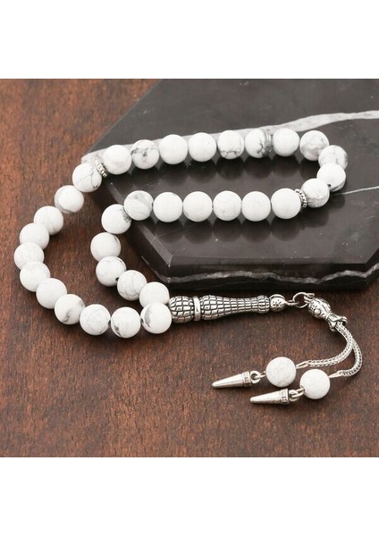 Doğal Taşlı Jasper Dalmaçya Model Taşlı Gümüş Tesbih