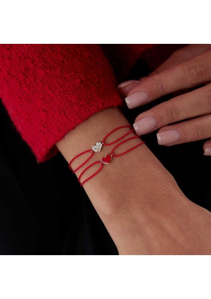 Kırmızı Mineli Kalp Ip Bileklik fiyatları