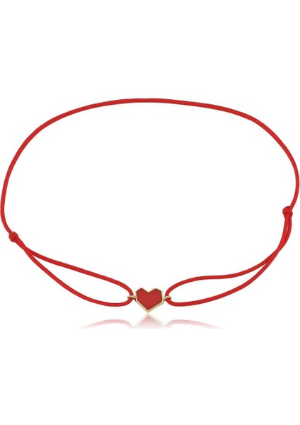 Kırmızı Mineli Kalp Ip Bileklik modelleri