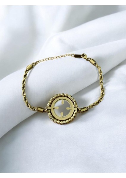 Yonca Figürlü Çelik Bileklik CNS011-1-1