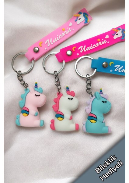 Sevimli Unicorn 3D Silikon Anahtarlık ve Çanta Aksesuarı (3 Adet)
