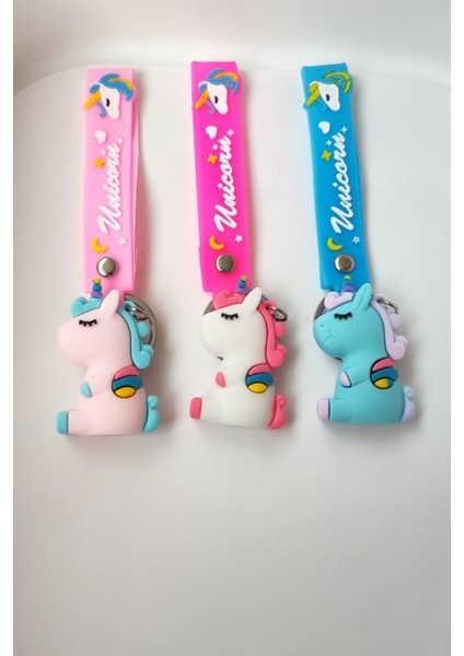 Sevimli Unicorn 3D Silikon Anahtarlık ve Çanta Aksesuarı (3 Adet) fiyatları