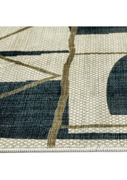 Pranathi Lacivert Geometrik Etnik Modern Desenli Bambu Makinada Yıkanabilir Hav Toz Vermez Leke Tutmayan Kaymaz Taban Dijital Makine Baskı Salon Yolluk Mutfak Halı modelleri