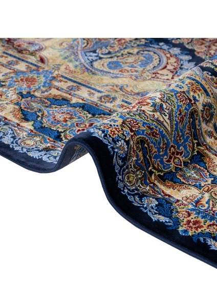 Klasik Lacivert Viskon Dikdörtgen Modern Desenli Akrilik Hav Vermeyen Leke Tutmayan Kolay Temizlenen Yumuşak Makine Salon Yolluk Mutfak Halı modelleri