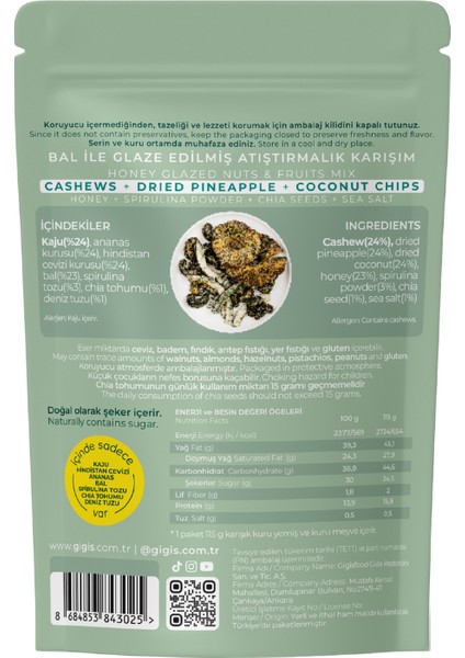 Dominicana Bal ile Glaze Edilmiş Spirulina, Chia Crunchie Karışım modelleri