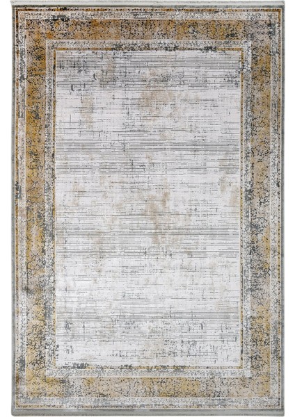 Geometrik Gold Viskon Dikdörtgen Modern Desenli Akrilik Hav Vermeyen Leke Tutmayan Kolay Temizlenen Yumuşak Makine Salon Yolluk Mutfak Halı