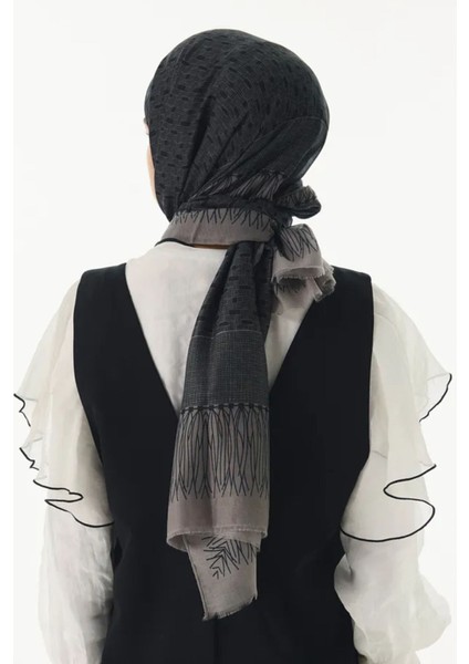 Aria Çizgi Desen Siyah Pamuklu Şal indirimleri