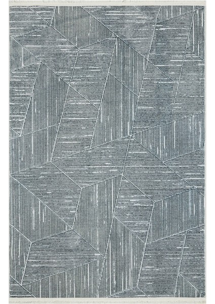 Prashanti Gri Geometrik Etnik Modern Desenli Kadife Makinada Yıkanabilir Hav Toz Vermez Leke Tutmayan Kaymaz Taban Dijital Makine Baskı Salon Yolluk Mutfak Halı