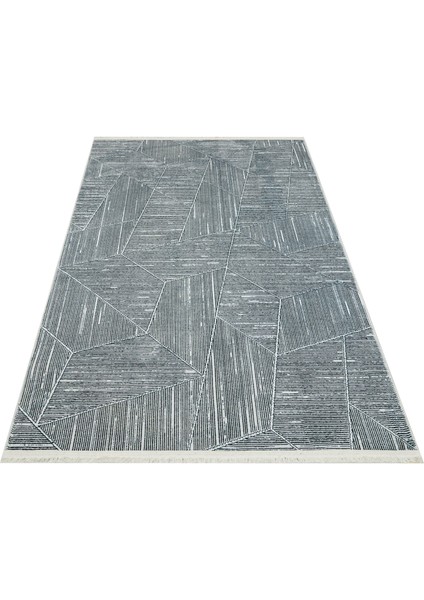 Prashanti Gri Geometrik Etnik Modern Desenli Kadife Makinada Yıkanabilir Hav Toz Vermez Leke Tutmayan Kaymaz Taban Dijital Makine Baskı Salon Yolluk Mutfak Halı fiyatları