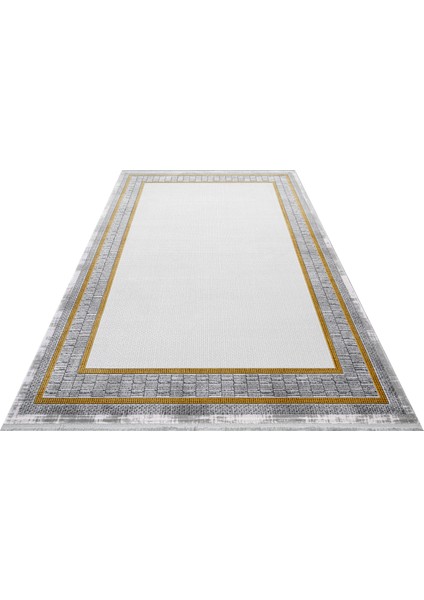 Absenteeism Çerçeveli Sarı Pamuk Dikdörtgen Modern Desenli Akrilik Hav Vermeyen Leke Tutmayan Kolay Temizlenen Yumuşak Makine Salon Yolluk Mutfak Halı fiyatları