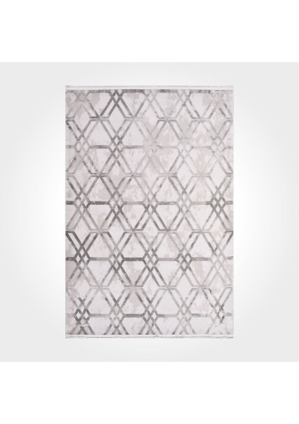 Kassidy Geometrik Gri Bambu Dikdörtgen Modern Desenli Akrilik Hav Vermeyen Leke Tutmayan Kolay Temizlenen Yumuşak Makine Salon Yolluk Mutfak Halı