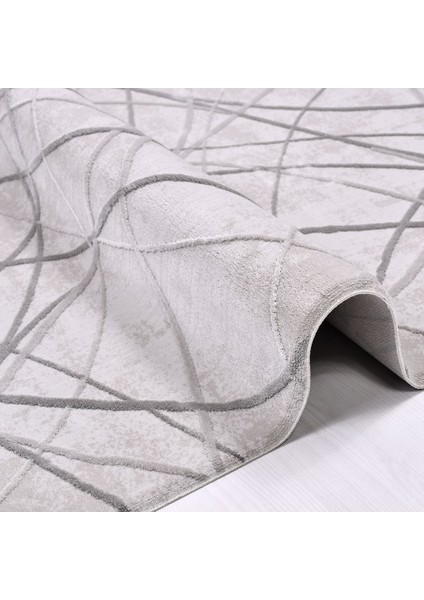 Evelyn Geometrik Gri Akrilik Dikdörtgen Modern Desenli Akrilik Hav Vermeyen Leke Tutmayan Kolay Temizlenen Yumuşak Makine Salon Yolluk Mutfak Halı modelleri