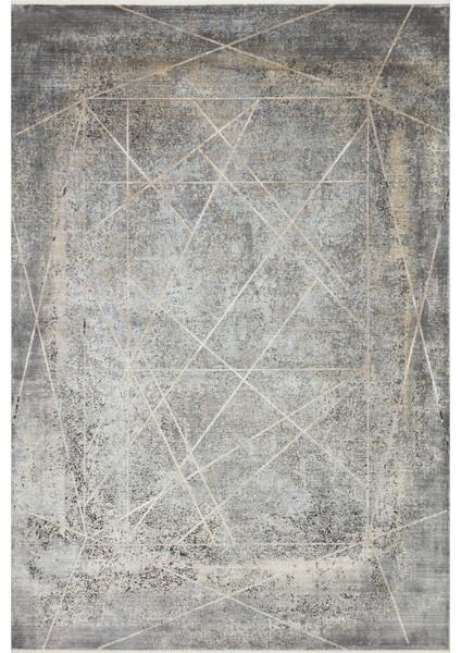 Praneetha Modern Antrasit Viskon Dikdörtgen Modern Desenli Akrilik Hav Vermeyen Leke Tutmayan Kolay Temizlenen Yumuşak Makine Salon Yolluk Mutfak Halı