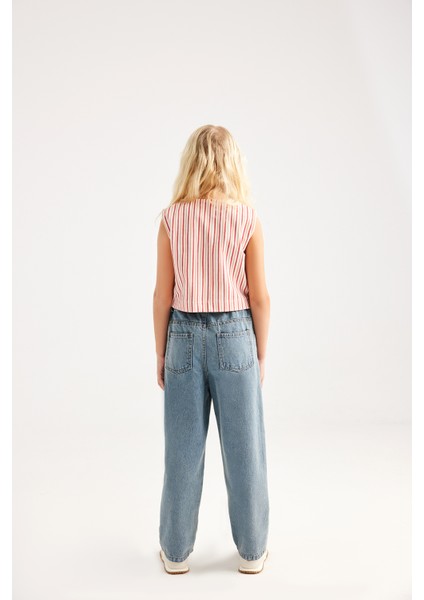 Çizgili Gabardin Mini Yelek fırsatları