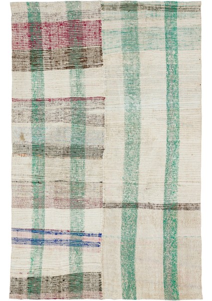 Iskece Bej Patchwork Yün Modern Desenli Yün Hav Toz Vermez Leke Tutmayan Salon Yolluk Mutfak El Dokuma Halı