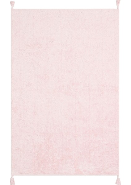 Ararat Pembe Düz Etnik Modern Desenli Pamuk Hav Vermeyen Leke Tutmayan Kolay Temizlenen Yumuşak Makine Salon Yolluk Mutfak Halı