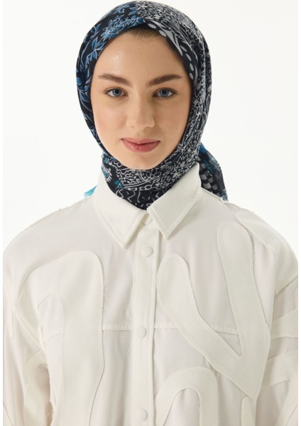 Adalie Etnik Çiçek Desen Petrol Pamuklu Şal fırsatları