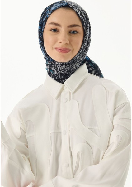 Adalie Etnik Çiçek Desen Petrol Pamuklu Şal indirimleri