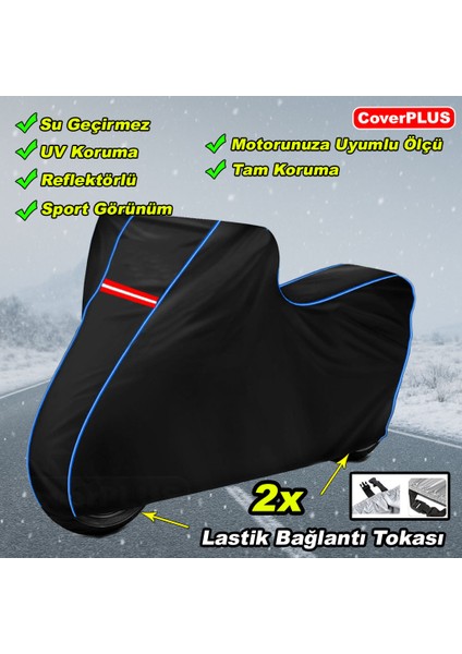 Yuki Adventure 150 Pro Branda Siyah Mavi-Dikişli Reflektörlü Motosiket Brandası Motor Örtüsü Çadır Su Geçirmez Motosiklet Kılıfı Motor Brandası fiyatları