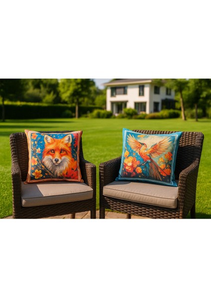 Kırlent Kılıfı 3D Dijital Baskılı 2'li Takım Hayvan Temalı Yastık Kılıfı modelleri