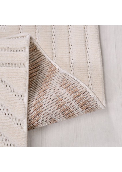 Krem Modern Etnik Desenli Sisal Hav Vermeyen Leke Tutmayan Kolay Temizlenen Yumuşak Makine Salon Yolluk Mutfak Halı