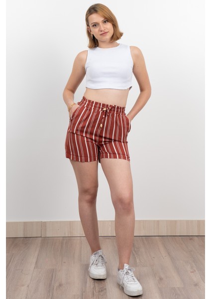 Beli Lastikli Çizgili Kısa Cepli Şort 30282 fiyatları