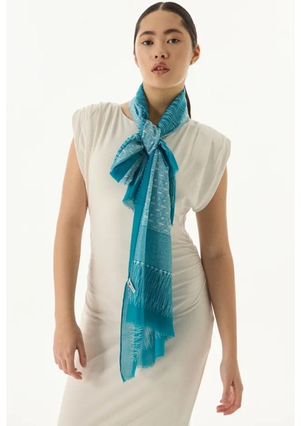 Aria Çizgi Desen Petrol Yeşil Pamuklu Şal fiyatları