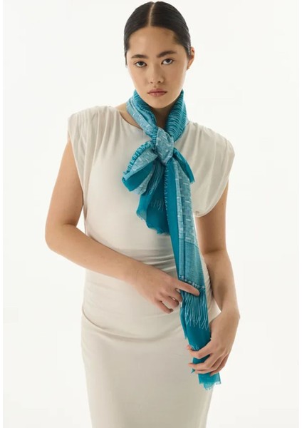 Aria Çizgi Desen Petrol Yeşil Pamuklu Şal modelleri