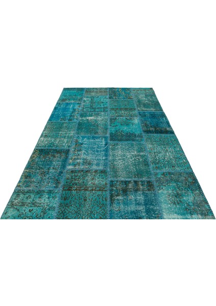 Atina Turkuaz Eskitme Yün Modern Desenli Yün Hav Toz Vermez Leke Tutmayan Salon Yolluk Mutfak El Dokuma Halı modelleri