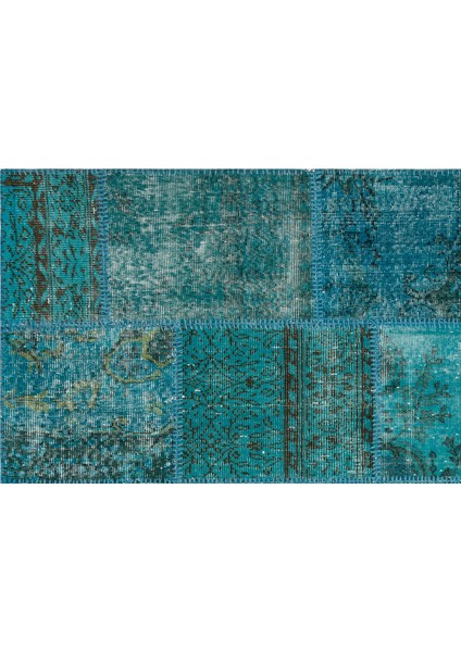 Atina Turkuaz Eskitme Yün Modern Desenli Yün Hav Toz Vermez Leke Tutmayan Salon Yolluk Mutfak El Dokuma Halı fırsatları